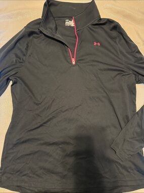 Under Armour Black Quarter-Zip Pullover with Pink Trim